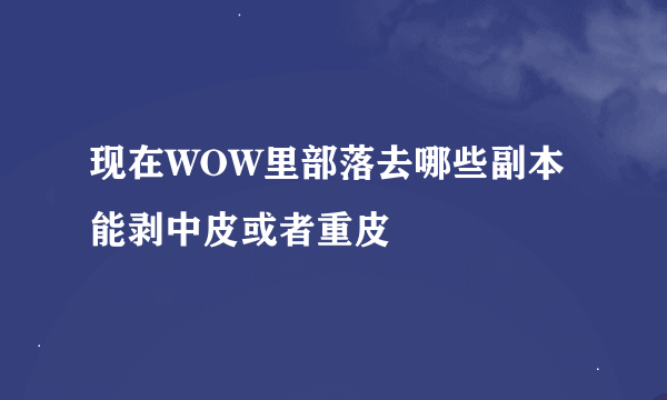 现在WOW里部落去哪些副本能剥中皮或者重皮