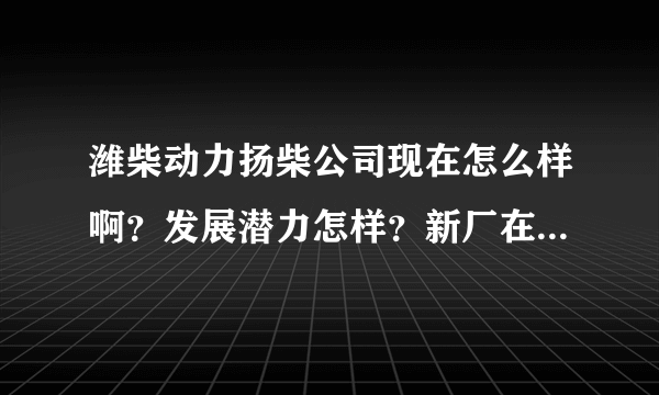 潍柴动力扬柴公司现在怎么样啊？发展潜力怎样？新厂在扬州开发区什么路上？谢谢