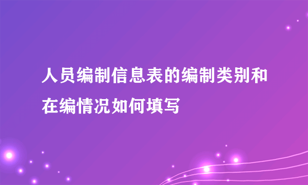 人员编制信息表的编制类别和在编情况如何填写