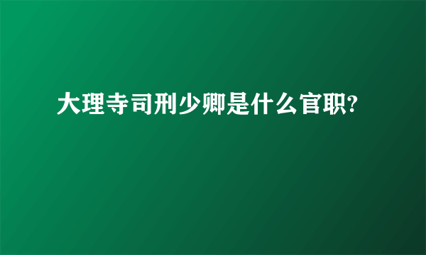 大理寺司刑少卿是什么官职?