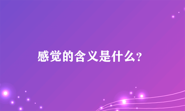 感觉的含义是什么？