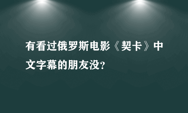 有看过俄罗斯电影《契卡》中文字幕的朋友没？