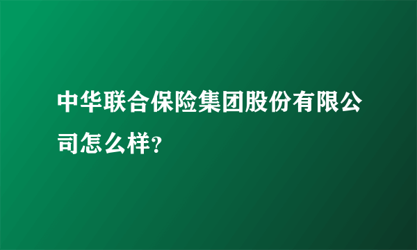 中华联合保险集团股份有限公司怎么样？