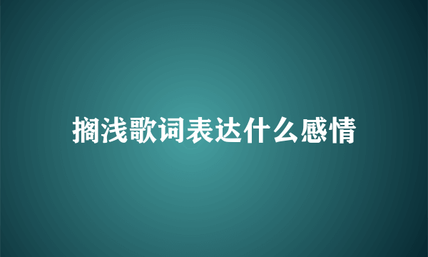 搁浅歌词表达什么感情