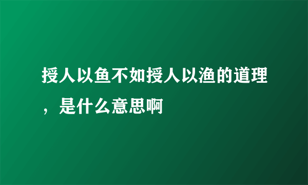 授人以鱼不如授人以渔的道理，是什么意思啊