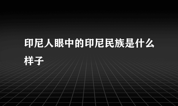 印尼人眼中的印尼民族是什么样子