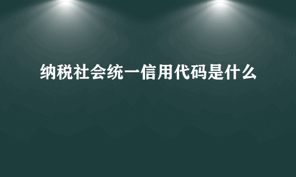 纳税社会统一信用代码是什么