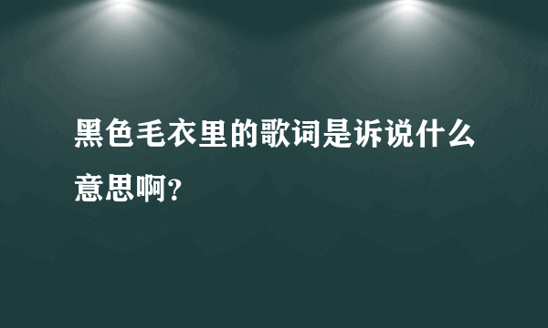 黑色毛衣里的歌词是诉说什么意思啊？