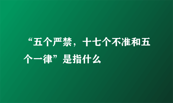 “五个严禁，十七个不准和五个一律”是指什么