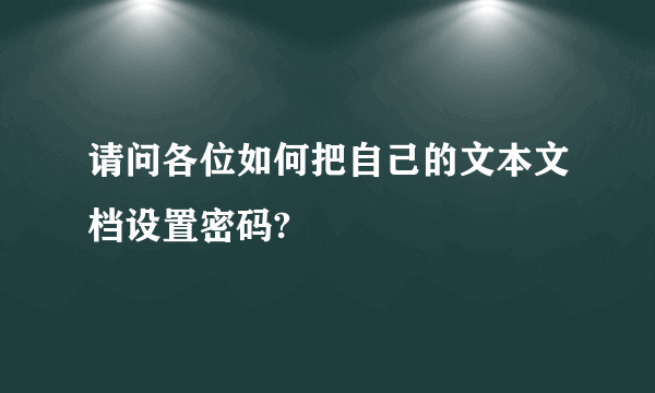 请问各位如何把自己的文本文档设置密码?