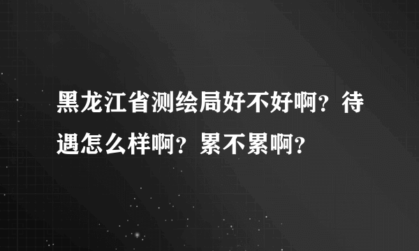 黑龙江省测绘局好不好啊？待遇怎么样啊？累不累啊？